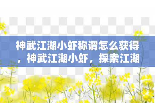 神武江湖小虾称谓怎么获得，神武江湖小虾，探索江湖，与虾共舞