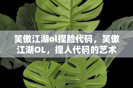 笑傲江湖ol捏脸代码，笑傲江湖OL，捏人代码的艺术与个性化探索