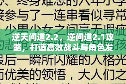 逆天问道2.2，逆问道2.1攻略，打造高效战斗与角色发展的全面指南
