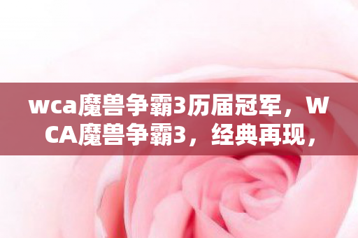 wca魔兽争霸3历届冠军，WCA魔兽争霸3，经典再现，电竞之魂永不熄灭