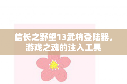 信长之野望13武将登陆器，游戏之魂的注入工具