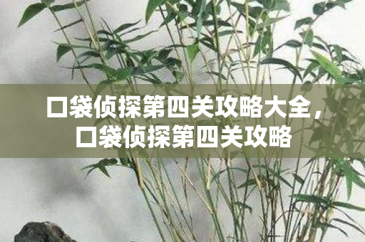 口袋侦探第四关攻略大全，口袋侦探第四关攻略