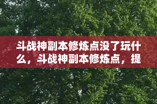 斗战神副本修炼点没了玩什么，斗战神副本修炼点，提升战斗力的关键要素