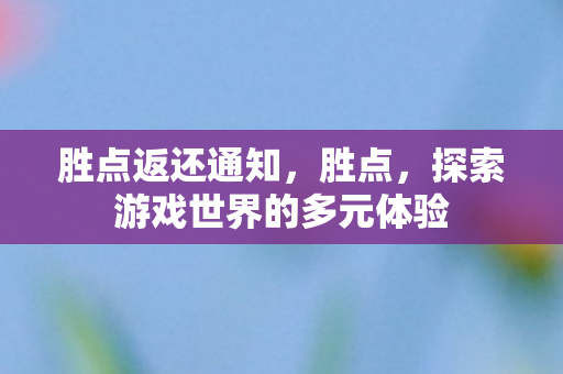 胜点返还通知，胜点，探索游戏世界的多元体验