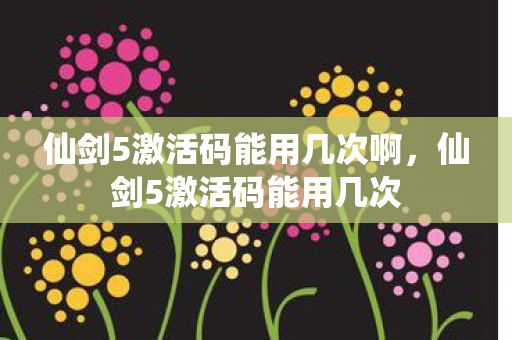 仙剑5激活码能用几次啊，仙剑5激活码能用几次