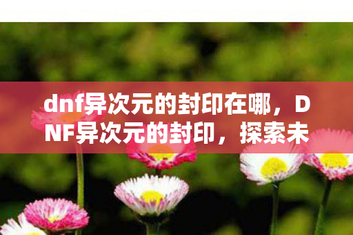 dnf异次元的封印在哪，DNF异次元的封印，探索未知世界的神秘之旅