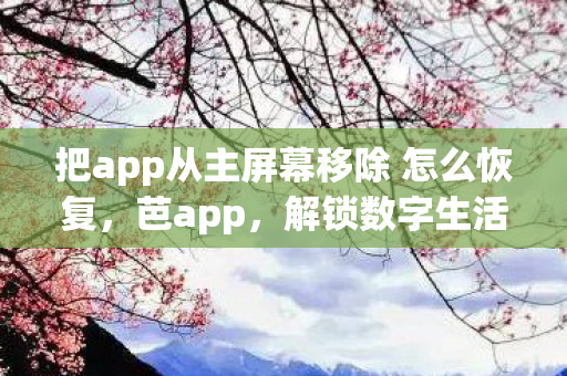 把app从主屏幕移除 怎么恢复，芭app，解锁数字生活的多彩密码