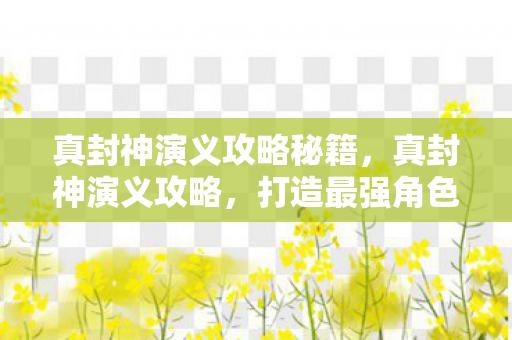 真封神演义攻略秘籍，真封神演义攻略，打造最强角色的关键步骤