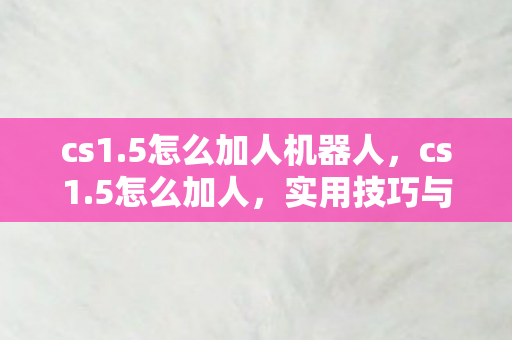 cs1.5怎么加人机器人，cs1.5怎么加人，实用技巧与策略分享
