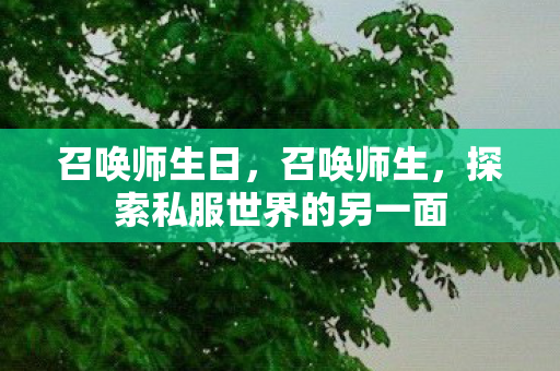 召唤师生日，召唤师生，探索私服世界的另一面