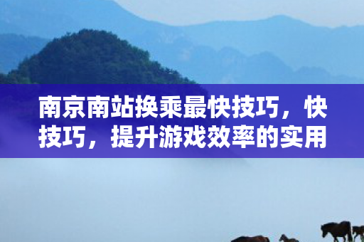 南京南站换乘最快技巧，快技巧，提升游戏效率的实用建议