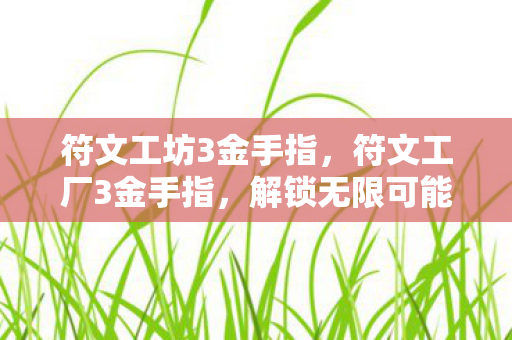 符文工坊3金手指，符文工厂3金手指，解锁无限可能的神秘代码