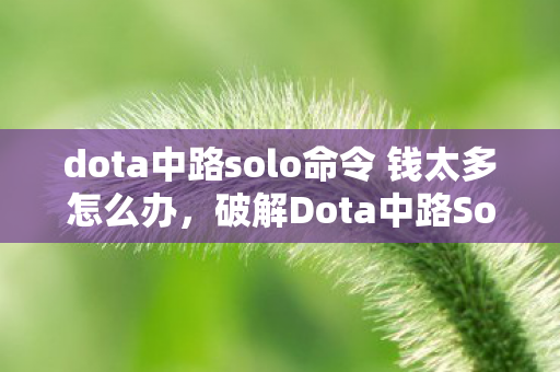 dota中路solo命令 钱太多怎么办，破解Dota中路Solo密码，掌握胜利的关键