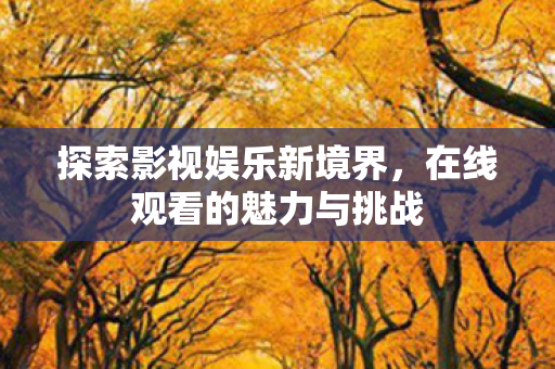 探索影视娱乐新境界，在线观看的魅力与挑战