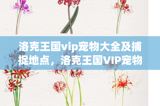 洛克王国vip宠物大全及捕捉地点，洛克王国VIP宠物大全，解锁你的专属萌宠
