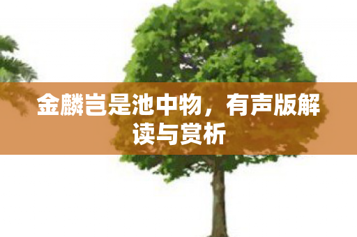 金麟岂是池中物,有声版解读与赏析 金麟岂是池中物,有声版解读与赏析