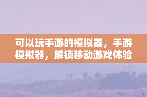 可以玩手游的模拟器，手游模拟器，解锁移动游戏体验的新篇章