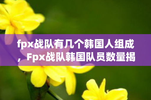 fpx战队有几个韩国人组成，Fpx战队韩国队员数量揭秘