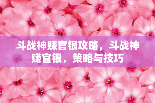 斗战神赚官银攻略，斗战神赚官银，策略与技巧