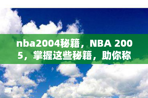 nba2004秘籍，NBA 2005，掌握这些秘籍，助你称霸球场