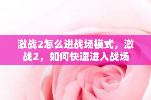 激战2怎么进战场模式，激战2，如何快速进入战场