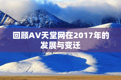 回顾AV天堂网在2017年的发展与变迁