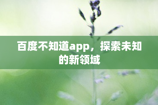 百度不知道app，探索未知的新领域