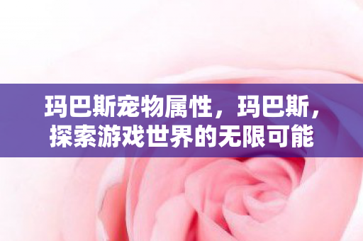 玛巴斯宠物属性，玛巴斯，探索游戏世界的无限可能