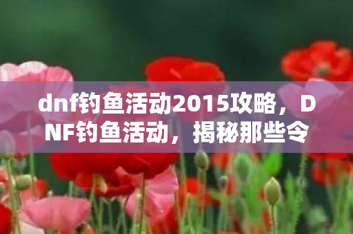 dnf钓鱼活动2015攻略，DNF钓鱼活动，揭秘那些令人头疼的BUG
