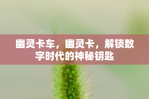 幽灵卡车，幽灵卡，解锁数字时代的神秘钥匙