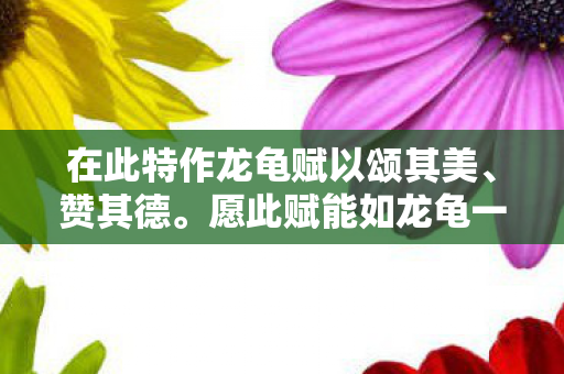 在此特作龙龟赋以颂其美、赞其德。愿此赋能如龙龟一般，承载着尊贵与吉祥的美好寓意，传递给每一个阅读它的人。愿我们都能如龙龟般坚韧不拔、勇往直前，在人生的道路上不断追求更高的境界和更美好的未来