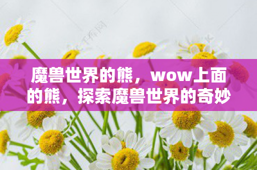 魔兽世界的熊，wow上面的熊，探索魔兽世界的奇妙之旅