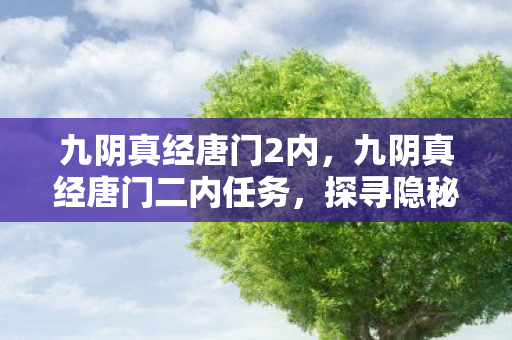 九阴真经唐门2内，九阴真经唐门二内任务，探寻隐秘的武林秘籍