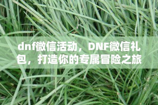 dnf微信活动，DNF微信礼包，打造你的专属冒险之旅