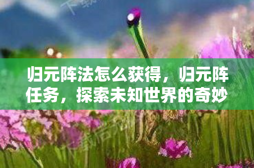 归元阵法怎么获得，归元阵任务，探索未知世界的奇妙之旅