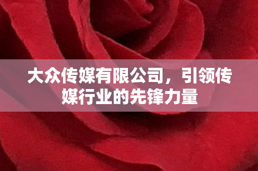 大众传媒有限公司,引领传媒行业的先锋力量 大众传媒有限公司,引领传媒行业的先锋力量