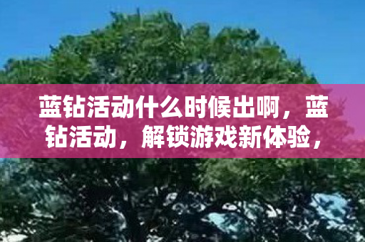 蓝钻活动什么时候出啊，蓝钻活动，解锁游戏新体验，尊享特权福利！