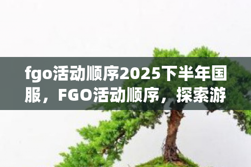 fgo活动顺序2025下半年国服，FGO活动顺序，探索游戏世界的奇妙之旅
