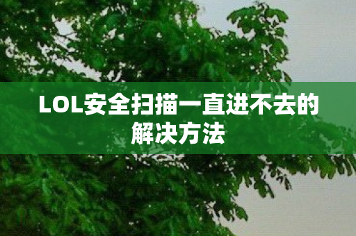 LOL安全扫描一直进不去的解决方法 LOL安全扫描一直进不去的解决方法