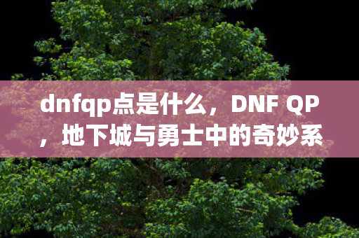 dnfqp点是什么，DNF QP，地下城与勇士中的奇妙系统
