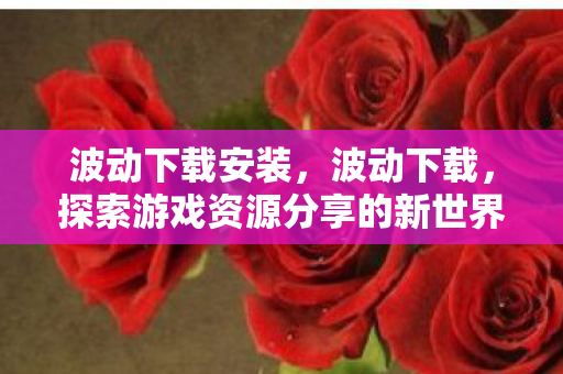 波动下载安装，波动下载，探索游戏资源分享的新世界
