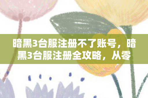 暗黑3台服注册不了账号，暗黑3台服注册全攻略，从零开始打造你的冒险之旅