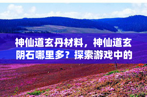 神仙道玄丹材料，神仙道玄阴石哪里多？探索游戏中的神秘资源
