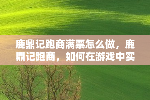 鹿鼎记跑商满票怎么做，鹿鼎记跑商，如何在游戏中实现财富自由