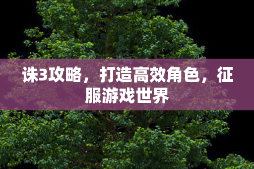 诛3攻略，打造高效角色，征服游戏世界