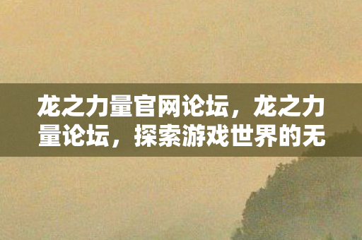 龙之力量官网论坛，龙之力量论坛，探索游戏世界的无限可能