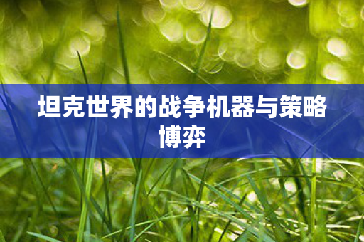 坦克世界的战争机器与策略博弈