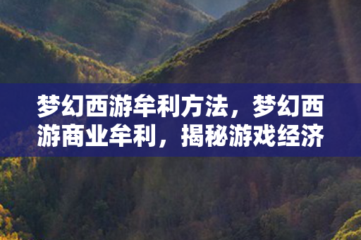 梦幻西游牟利方法，梦幻西游商业牟利，揭秘游戏经济体系下的财富密码