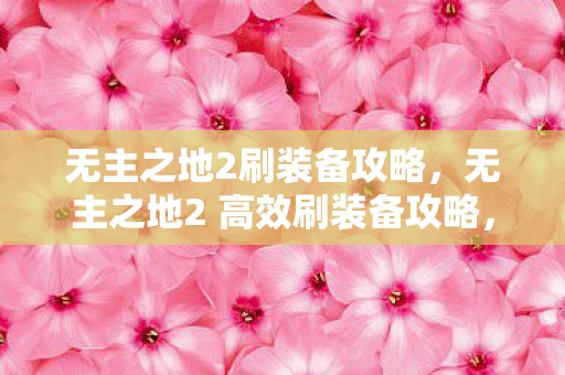 无主之地2刷装备攻略，无主之地2 高效刷装备攻略，打造顶级装备不是梦！