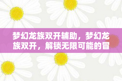 梦幻龙族双开辅助，梦幻龙族双开，解锁无限可能的冒险之旅